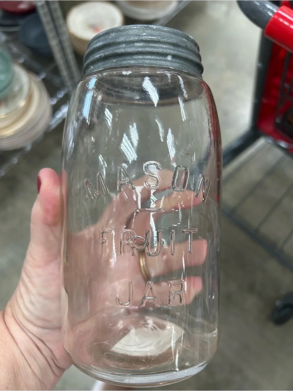 Mason Clear Glass Fruit Jar with Silver Metal Lid